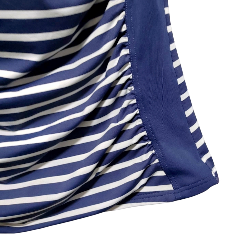 Lands End Navy Striped Bandeau Tankini Swimsuit Top Women's Size 14 - Picture 9 of 12